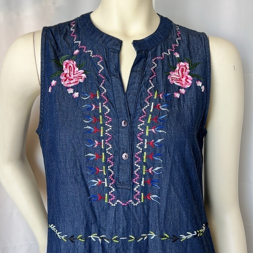Desigual Denim Embroidered Dress - Picture 4 of 10